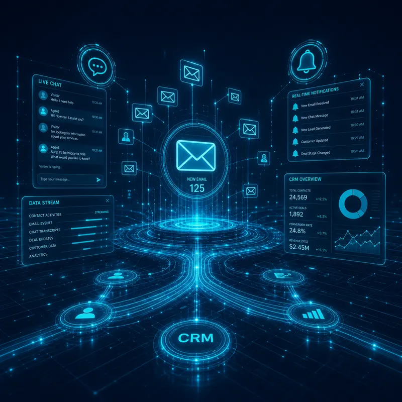 Communication modules — transactional email systems, push notifications, live chat, and CRM integration
