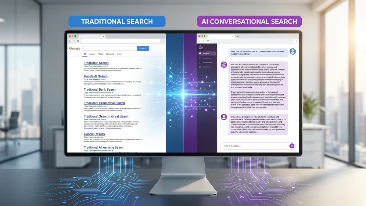 AI search revolution showing the transformation from traditional SEO to AI-powered search optimization including AIO, GEO, and AEO services
