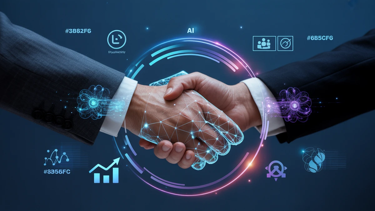 Future of digital marketing and AI partnership showing business growth, technology integration, and strategic partnership between business leadership and AI-powered web development