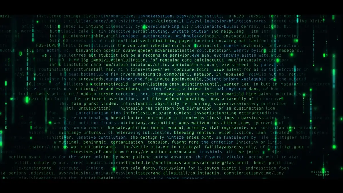 Digital watermarking concept showing invisible cryptographic patterns embedded within AI-generated text streams