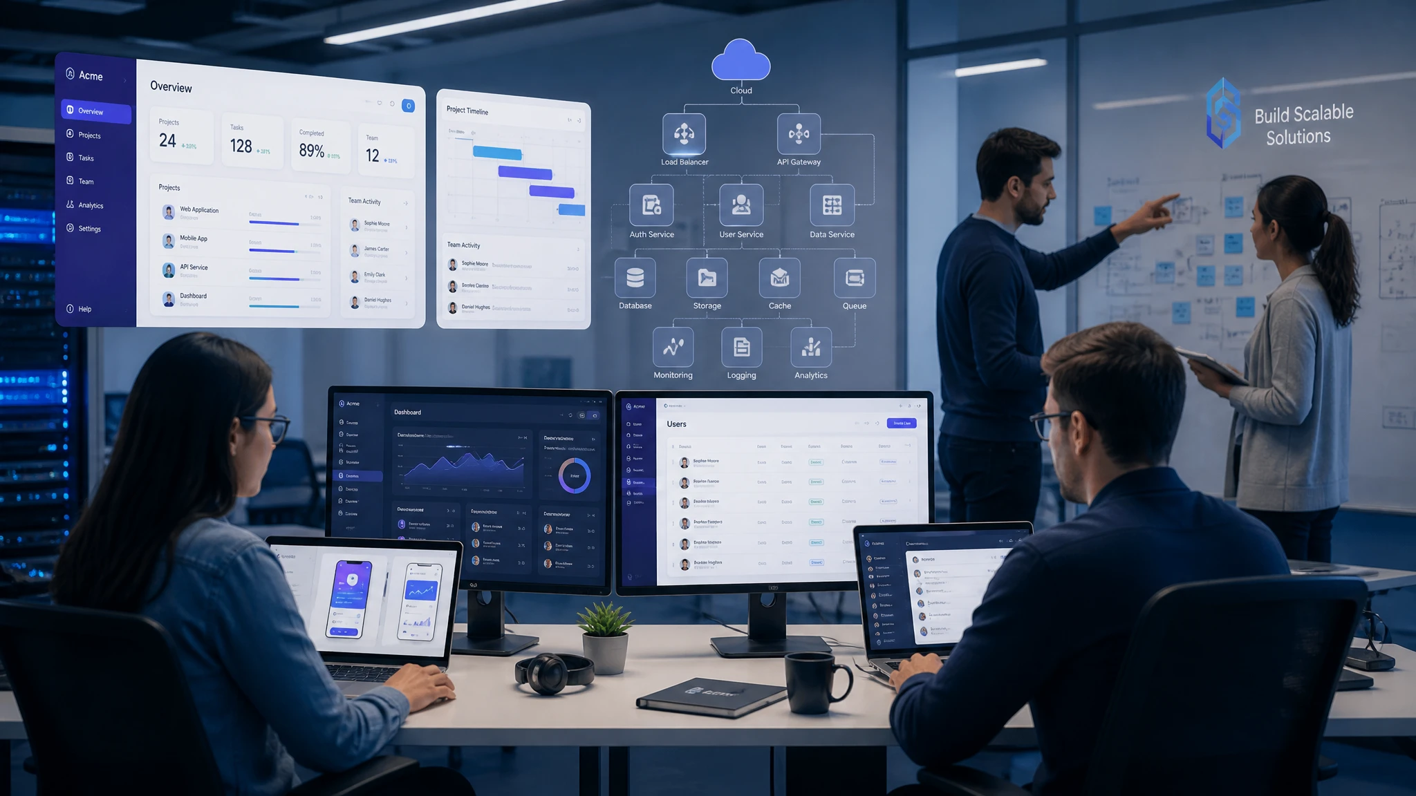 Custom web application development services building scalable business software with modern frameworks and cloud architecture