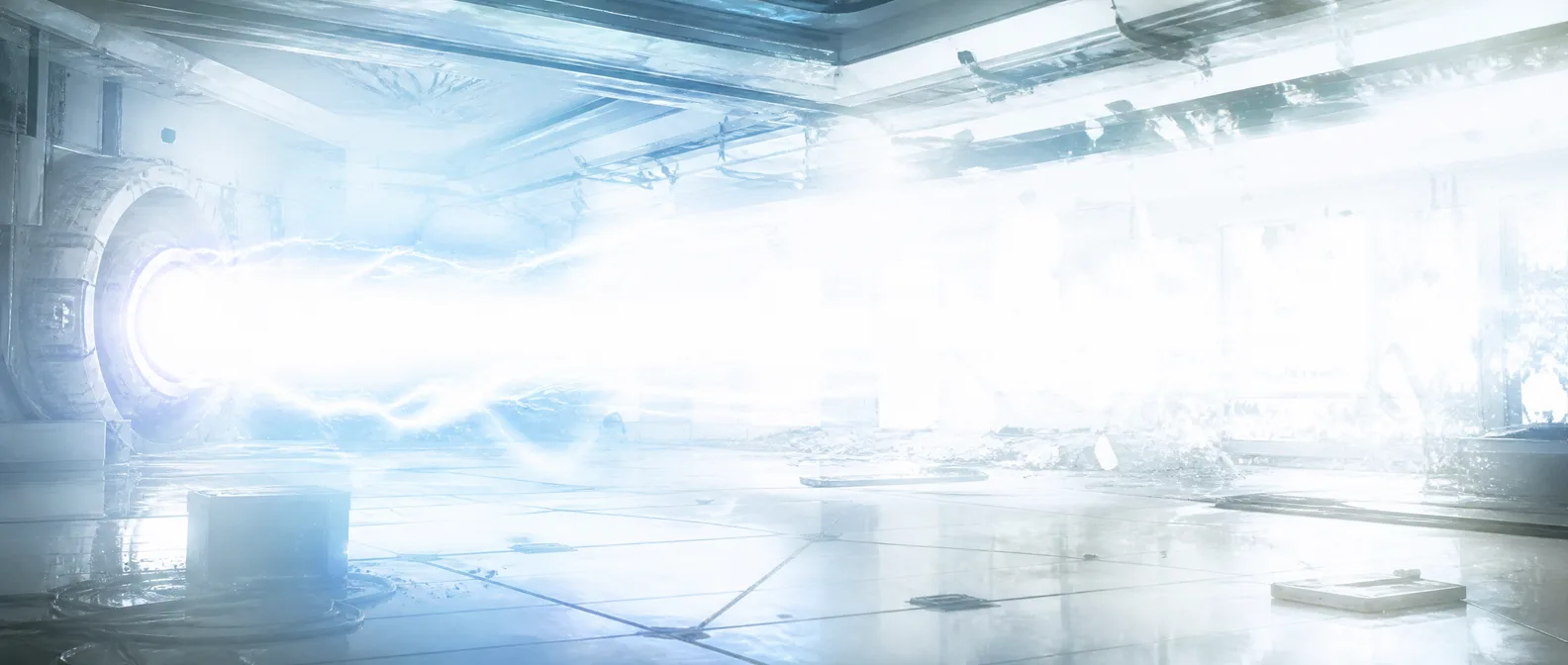A silent orbital strike turning a bunker room to blinding white light and glass-cooled floor — The Guilt Horizon, Chapter Four