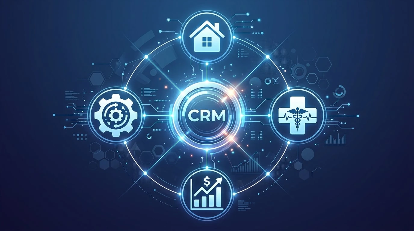 Soluciones de CRM personalizado por industria para bienes raíces, salud, legal, comercio electrónico, SaaS, automotriz y servicios financieros con flujos de trabajo a medida