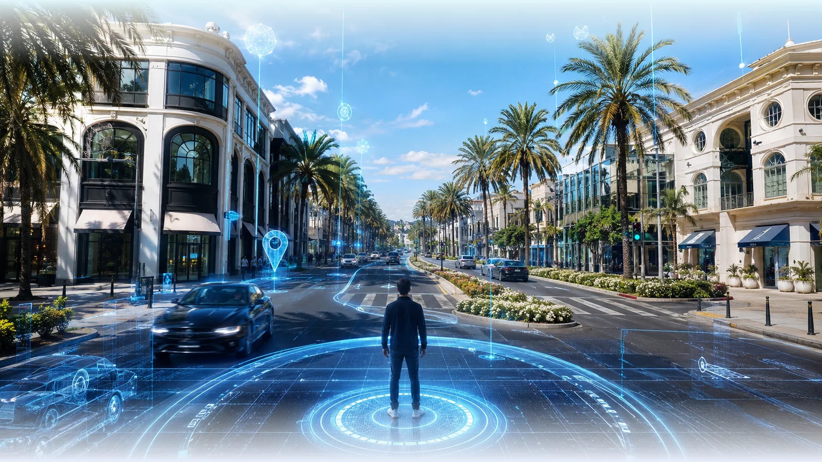 A street-level panorama linked into a navigable route