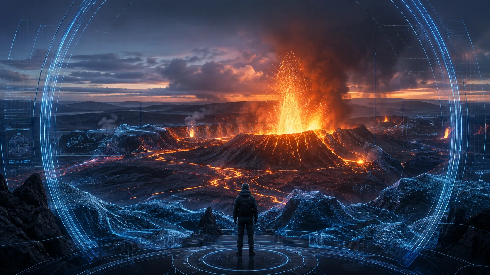 A holographic view of a Kīlauea volcanic eruption as a dynamic environment