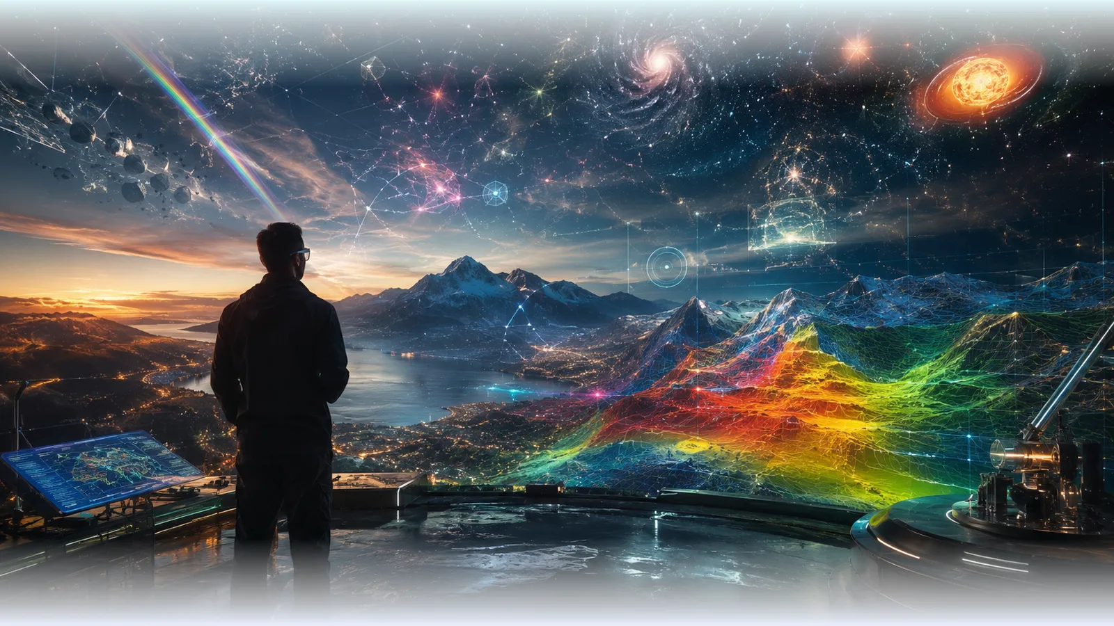 An abstract quantum-state lattice over a cosmic backdrop