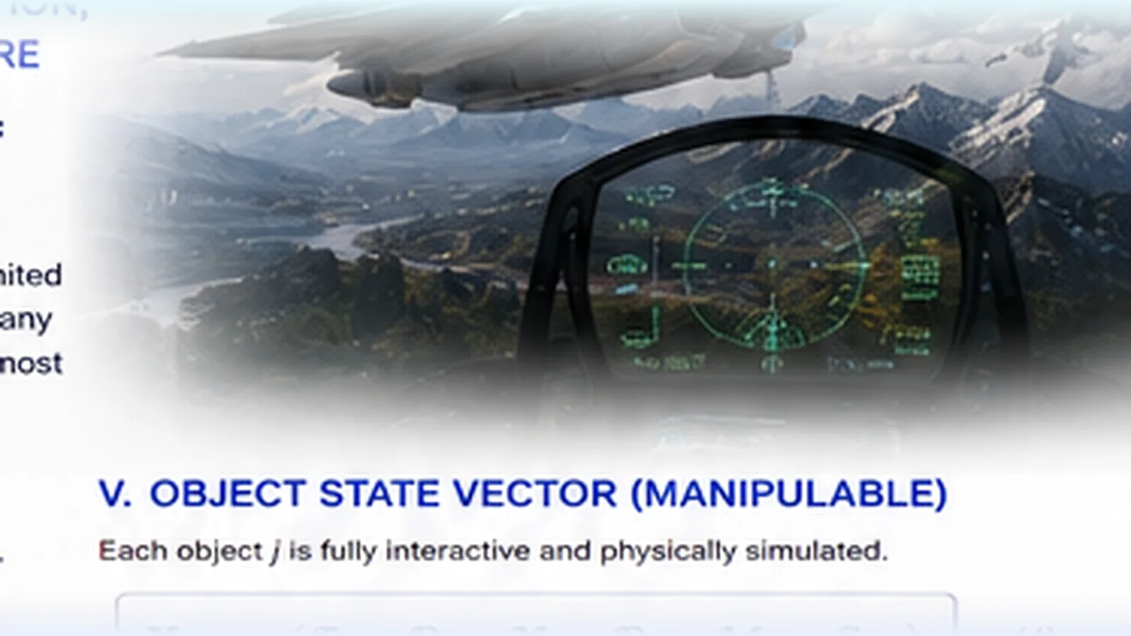 A cockpit viewpoint with flight-control and air-data instrumentation