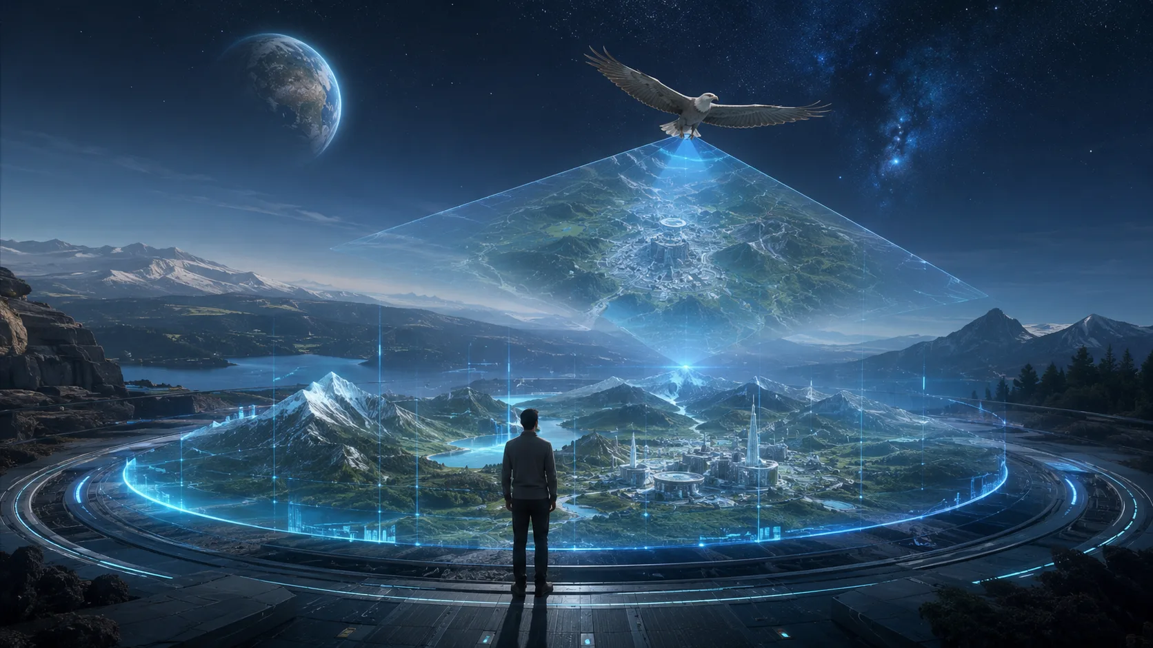 The same anchored world reconstructed under a night-state starlight illumination