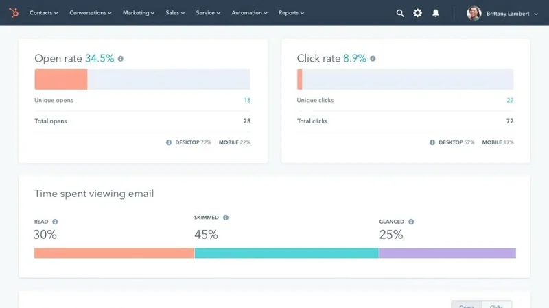Email marketing automation campaign dashboard showing newsletter design and workflow analytics