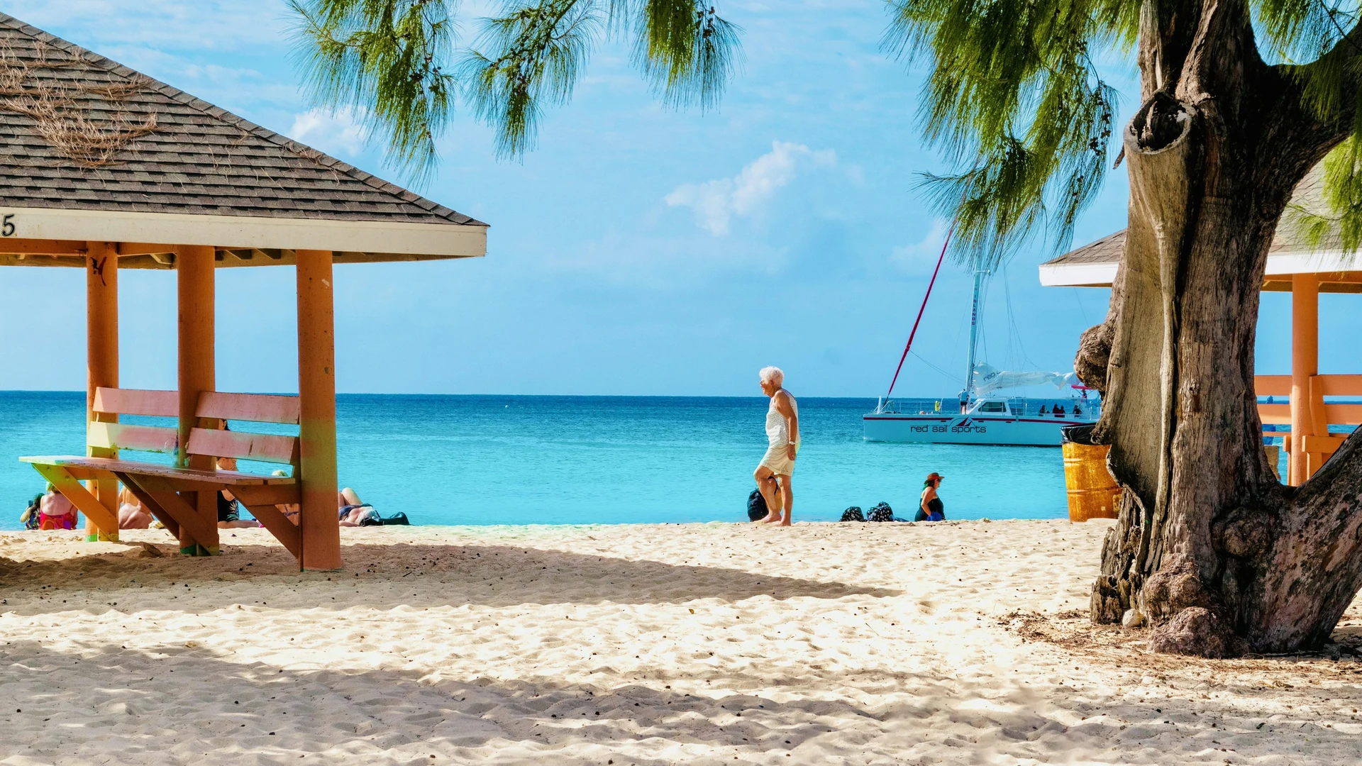 Seven Mile Beach palm trees turquoise water Cayman Islands — Digital Marketing Agency in the Cayman Islands