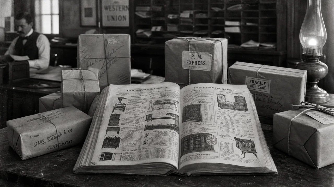 Catalogs & Direct-Mail Marketing — 1872 – 1900: una representación de época de este método de marketing estadounidense.