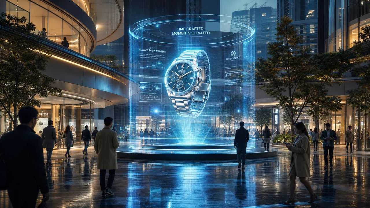 Holographic & Volumetric Marketing — 2100 & Beyond: una representación de época de este método de marketing estadounidense.