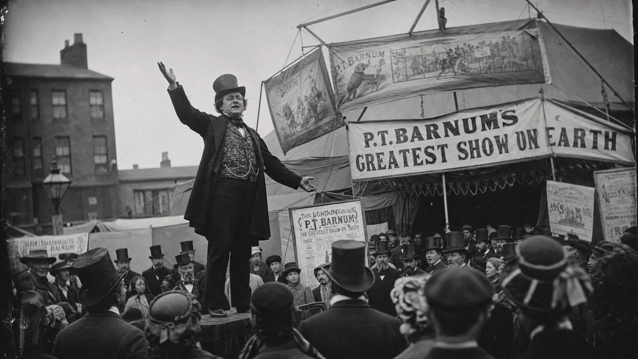 Press Agentry, Publicity & Public Relations — 1835 – 1865: una representación de época de este método de marketing estadounidense.
