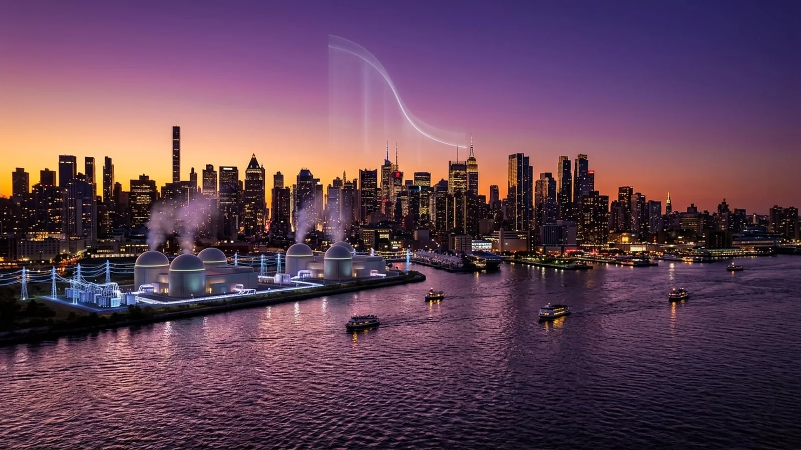 An optimistic, photorealistic vision of the energy future of New York: clean power, efficiency, and lower prices