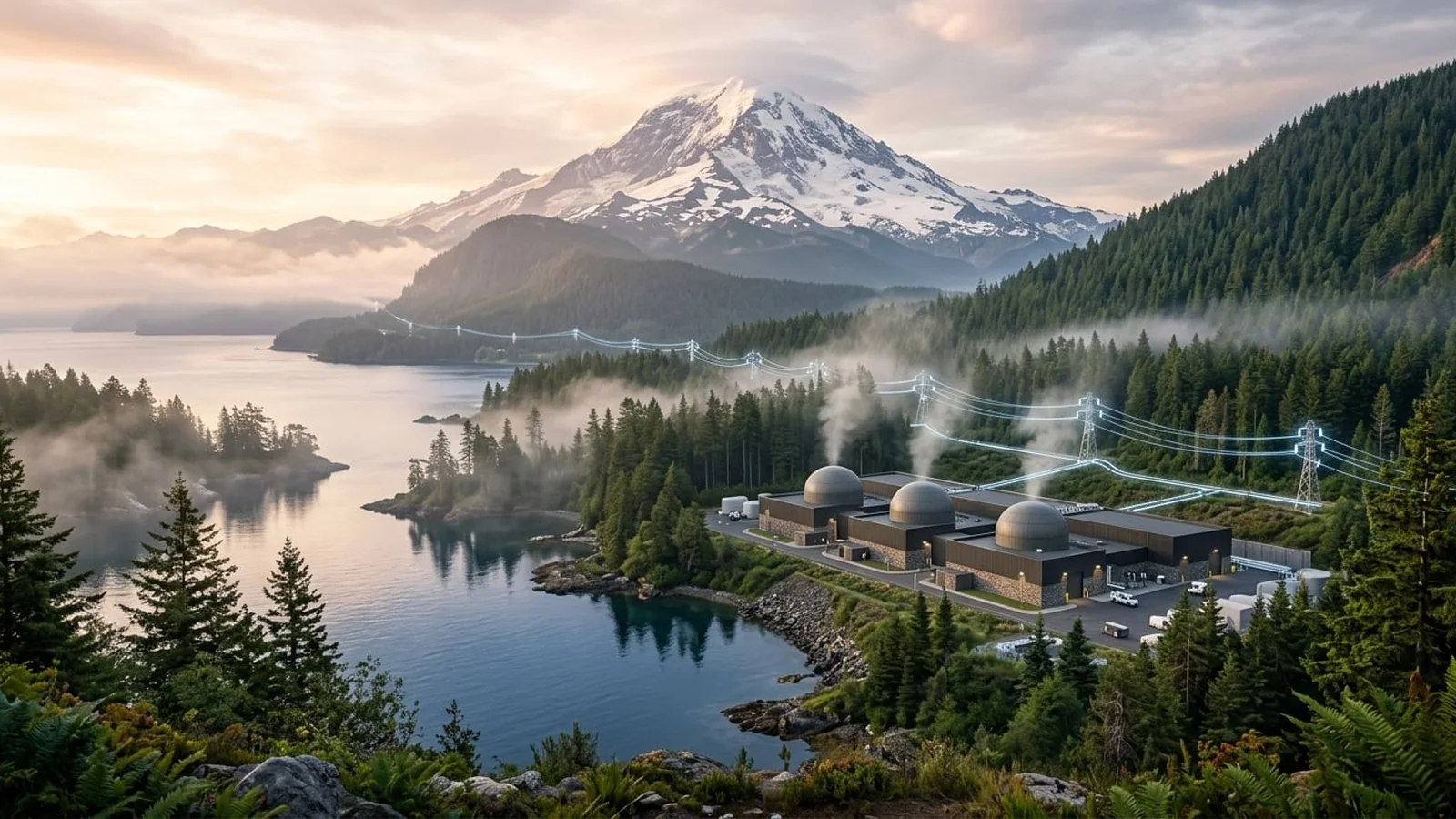 An optimistic, photorealistic vision of the energy future of Washington: clean power, efficiency, and lower prices