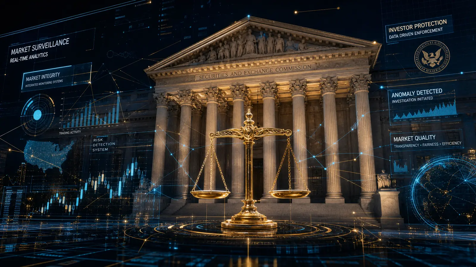 Símbolos de justicia y aplicación de la ley que representan el marco legal antimonopolio federal