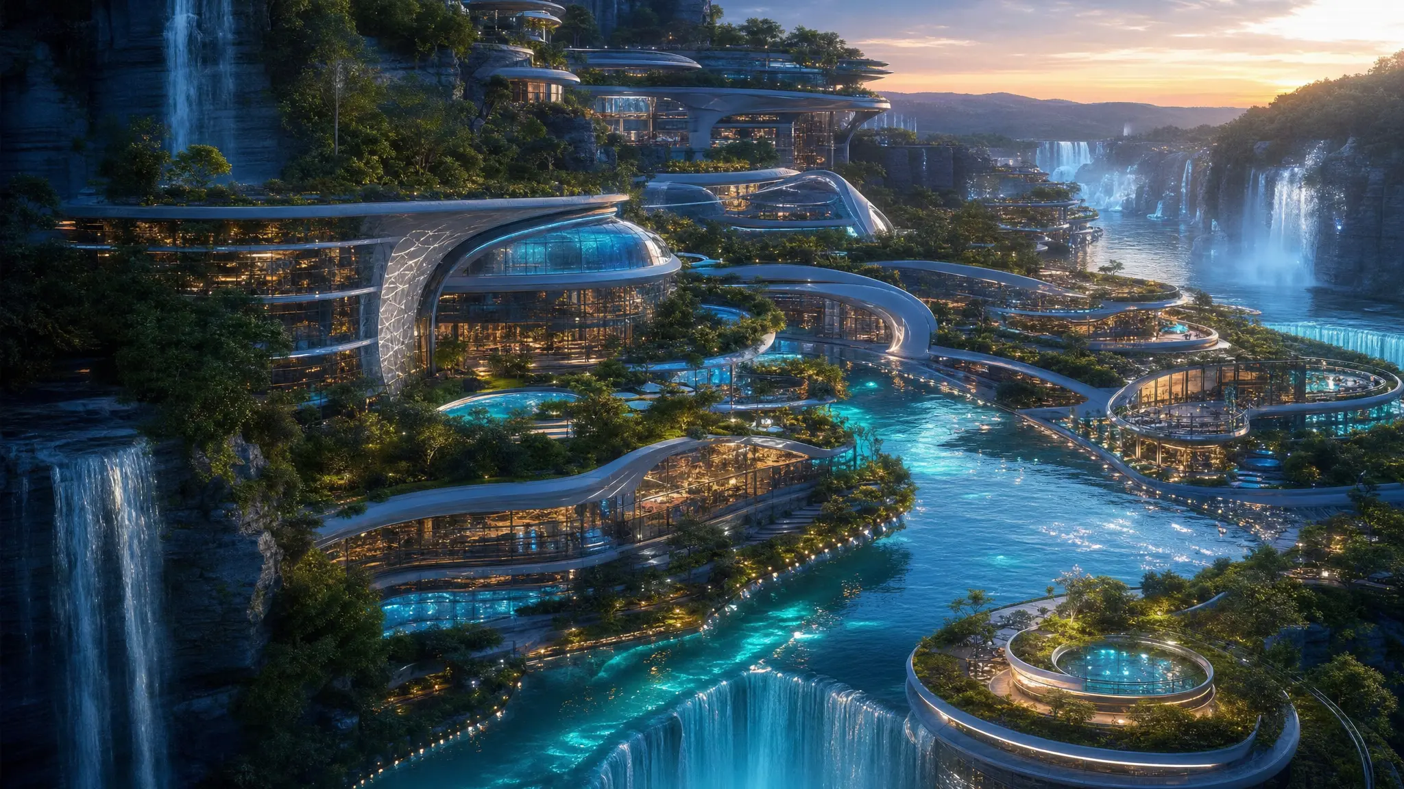 Aqualith, futuristic city in Ozark Riverlands