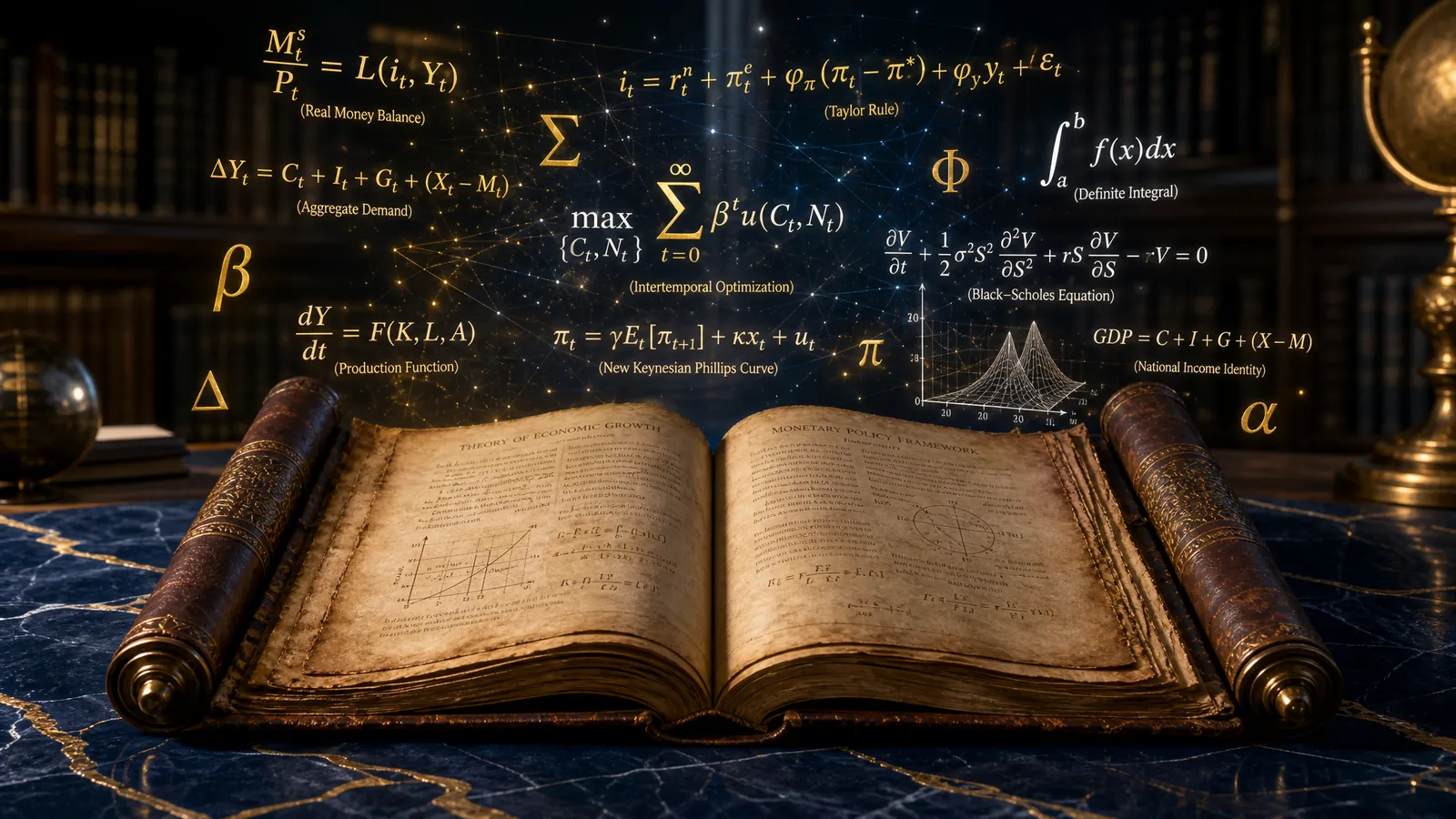 Glosario de términos económicos — símbolos matemáticos y fórmulas de finanzas académicas