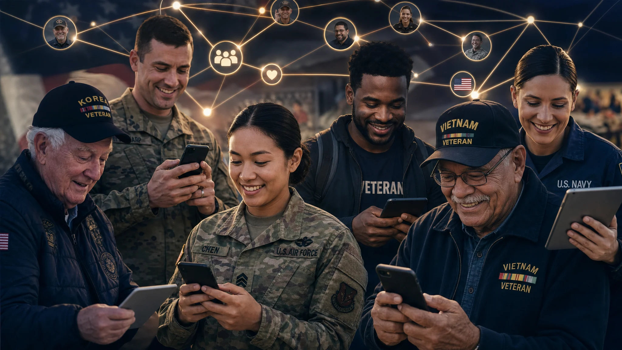 Social network for veterans and active-duty personnel